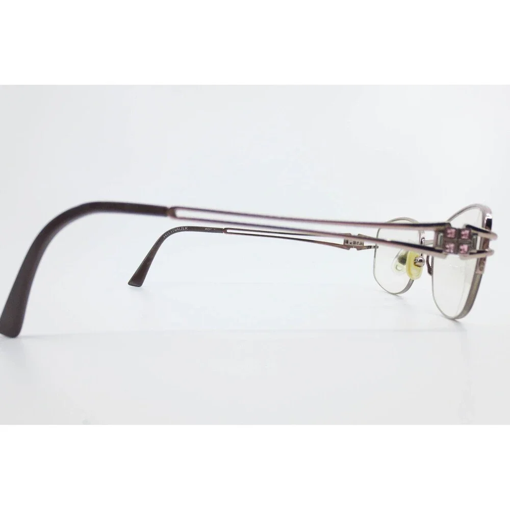 Wittnauer Eyeglasses Frames Womens Mauve Purple Rhinestone Semi Rimless